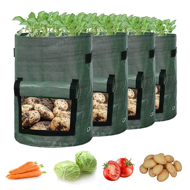 Agiferg 4pcs DIY Potato Grows Planter PE Cloth Planting Container Bag Thicken Garden Pot
