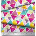 thumbnail image 3 of Soimoi Pink Silk Fabric Triangle Geometric Print Sewing Fabric Yard 42 Inch Wide, 3 of 3