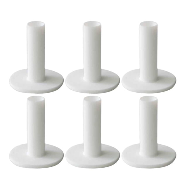 6pcs Rubber Golf Tee Holder Tees for Indoor Practice & Driving Range Mats - White, 60mm