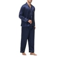thumbnail image 2 of JMYHOAM Ensembles de Pyjamas pour Hommes Ensembles de Détente pour Hommes Manches Longues Col Rabattu Pyjamas Printemps Soie Soie Glacée Boutons Ensemble de Tenue d'Intérieur Vêtements de Détente, 2 of 7