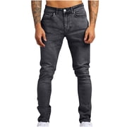 LOVZFMLL Men's Pants Men's Solid Casual Pocket Outdoor Spring Classic Work Elastic Jeans Pant