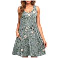 thumbnail image 2 of Ovzne Robes pour Femmes Robe Décontractée pour Femme Dégradé Sans Manches Col Ras du Cou Robe à Imprimé Robe pour Femmes Imprimée Liquidation, 2 of 5