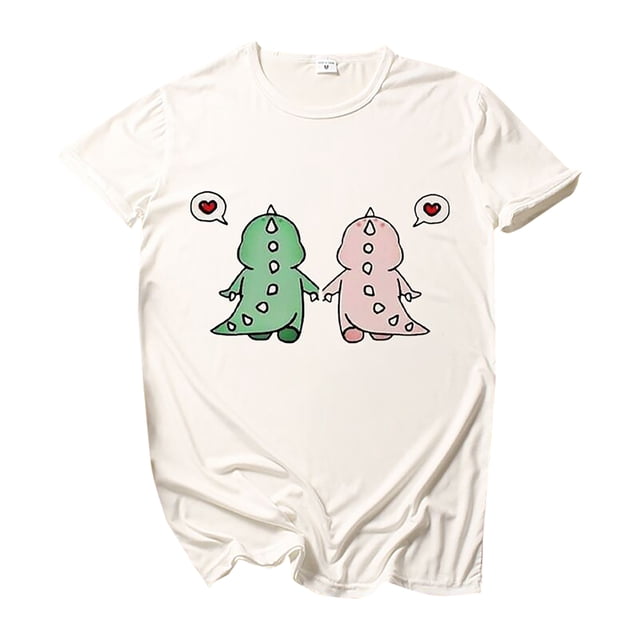 T-shirt pour Femmes T-shirt Mode T-shirt Décontracté Imprimé Dinosaure Ample à Manches Courtes