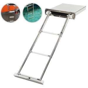 Platform Slide Ladder, Bateau pliable 3 Étapes Réglable 316 Échelle télescopique en acier inoxydable pour le montage de la sterne