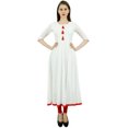 thumbnail image 1 of Bimba Kurti Ethnique de Designer pour Femmes, Robe Kurta Anarkali Évasée avec Pompon, 1 of 2