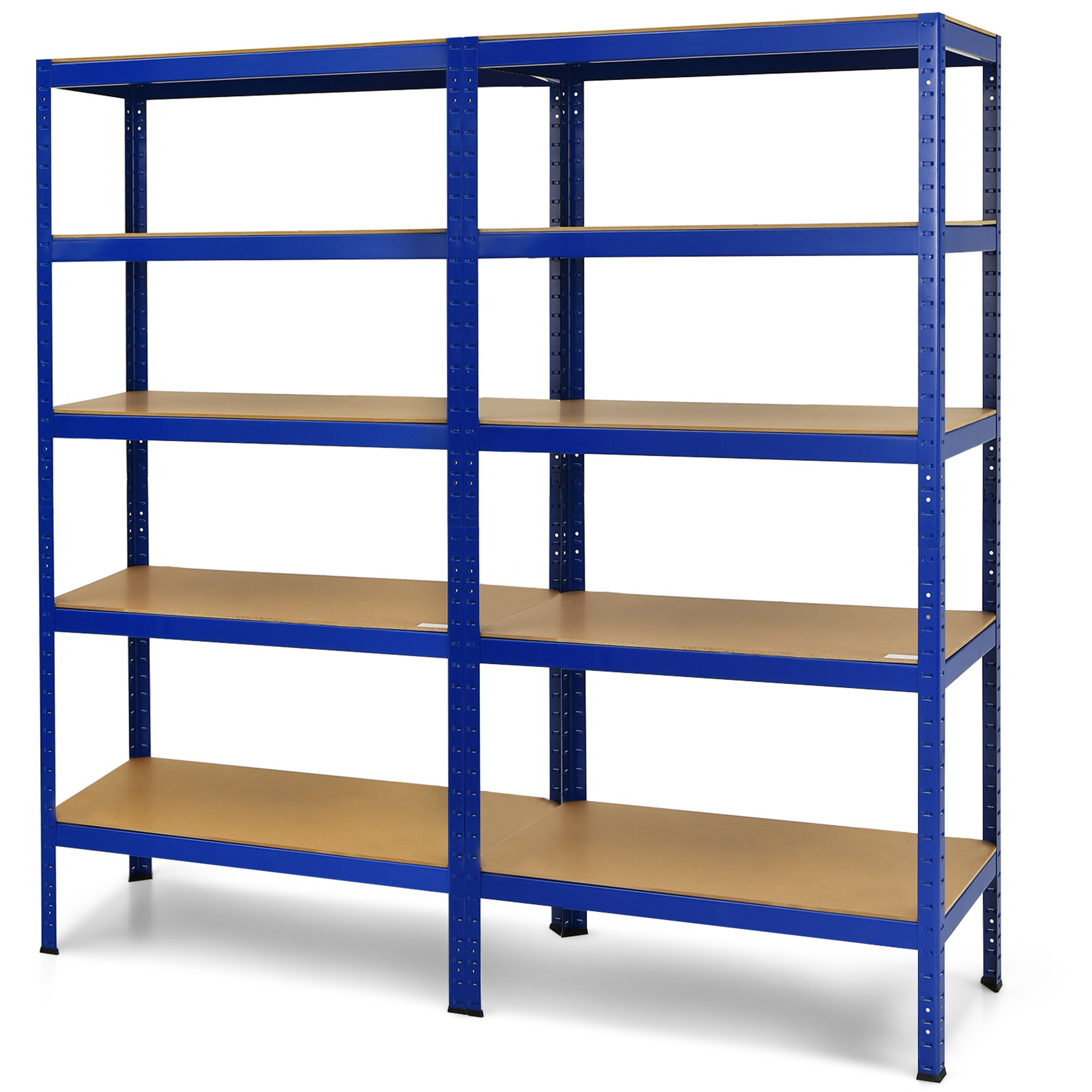 Gymax 2PCS 72'' Steel 5-tier Garage Shelf Metal Storage Adjustable Unit Blue