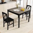 thumbnail image 4 of Costway 3 PCS Dining Table Set Wooden Square Kitchen Table with 2 Upholstered Chairs Gray, 4 of 10