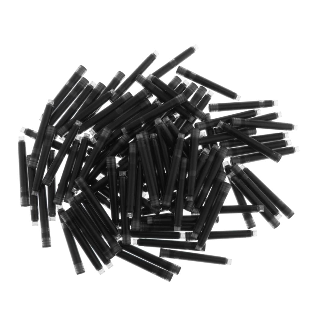 100Pieces Fountain Cartridges Ink Pen Refills Stationery 3.4mm Black 3.4mm