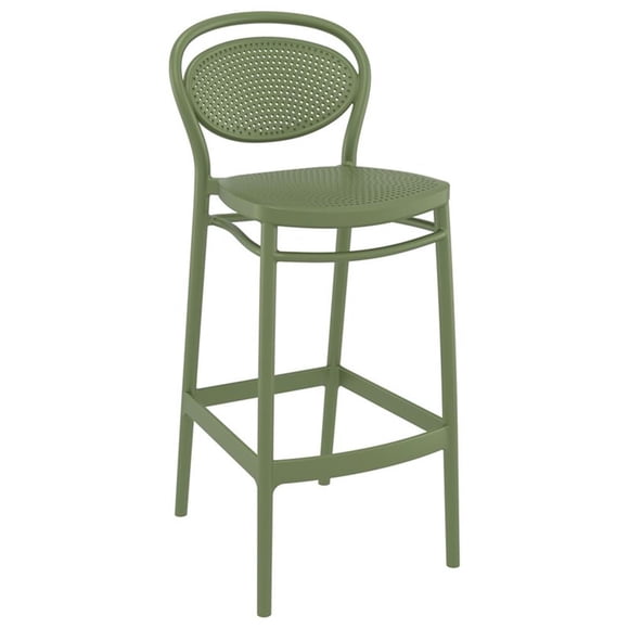 Compamia Marcel Tabouret de Bar Contemporain en Résine pour Intérieur/extérieur Vert Olive