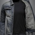 thumbnail image 4 of Pisexur Jean Jacket Men's Solid Color Button Pocket Slim Fashion Casual Work Denim Jacket Denim Jacket for Men Plus Size Fall Jackets for Men, 4 of 9