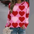 thumbnail image 2 of VALMASS Chandails en Molleton de la Saint-Valentin pour Femmes Manches Longues Col Rond Décontracté Mode Ample Blouses (2TG, Rose-A), 2 of 4