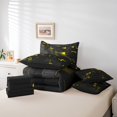 thumbnail image 4 of YST Abstract Geometric King Comforter Set 7 Pcs Abstract Black Yellow Check Bedding Set Stereoscopic Grid Plaid Bed in a bag Glowing Neon Light Square Bed Set With Sheets, 4 of 5