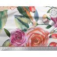 thumbnail image 2 of Soimoi Feuilles de Tissu de Velours et Tissu Imprimé de Fleurs Roses par la Cour 58 Pouces de Large, 2 of 3