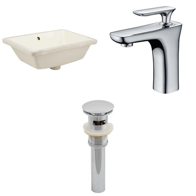 18.25-in. W CUPC Rectangle Bathroom Undermount Sink Set In Biscuit - Chrome Hardware - Overflow Drain Incl. AI-12999
