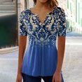 thumbnail image 2 of Pompotops Mode Femme Décontractée Imprimé Col Rond Ample Manches Courtes T-shirt Haut Blouse Chandail Liquidation, 2 of 5