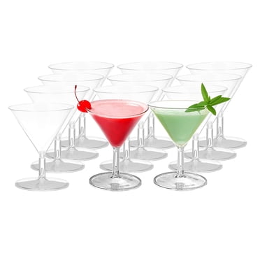 12 Pieces Plastic Martini Glasses 2 Ounces Clear Plastic Cups Disposable Drinkware Wedding Party Martini Glasses for Birthday Christmas Anniversary