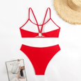 thumbnail image 4 of Womens 2 Piece Swimsuits Summer Beach Solid Color Backless Bikini Split Set Red Women Bathing Suits M, 4 of 7