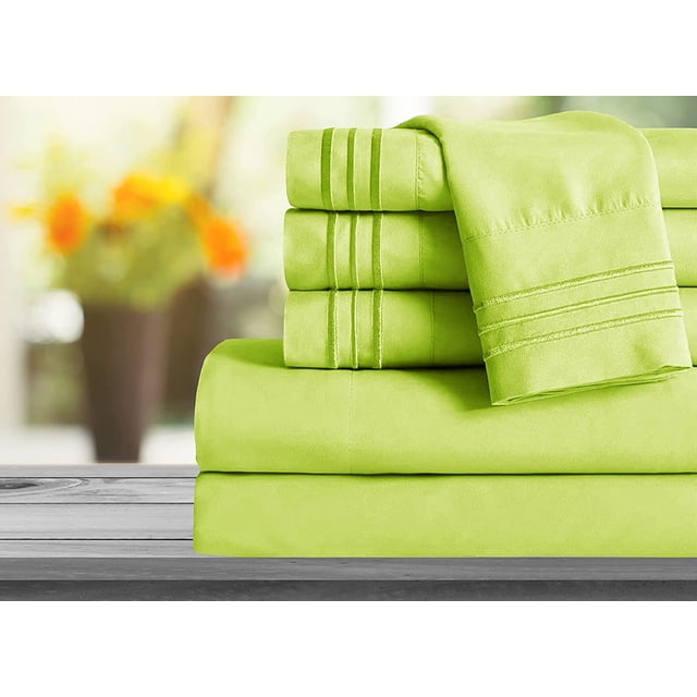 Mocassi 1800 Series Sheet Set 2 Pieces Pillowcases, King Size - Lime