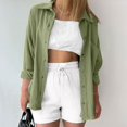 thumbnail image 2 of Timegard Tops for Women Lapel Neck Long Sleeve Button up Shirts Solid Color Fall Casual Loose Blouse, 2 of 4