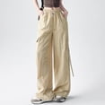 thumbnail image 2 of Timegard Hiking Pants for Women Cargo Pants Wide Leg Elastic Waisted Drawstring Athletic Trousers with Pockets, 2 of 5