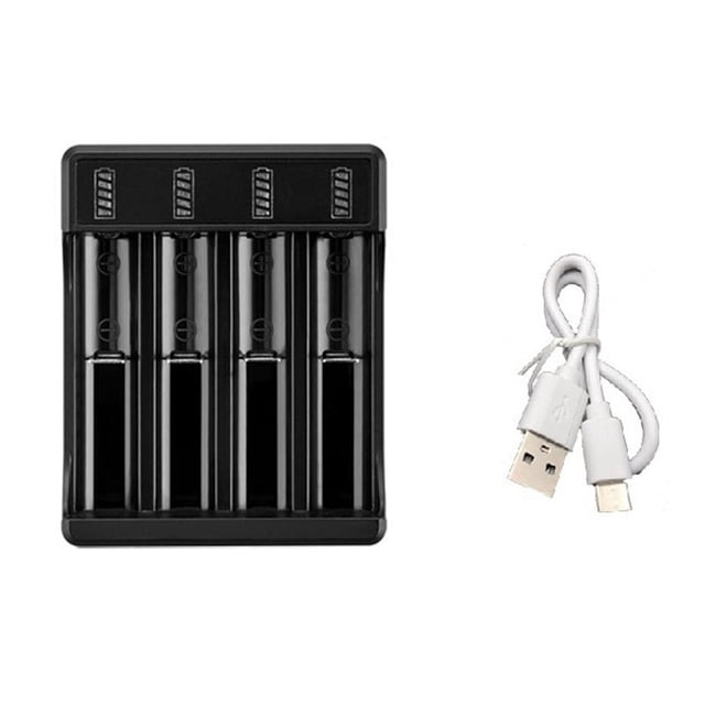 18650 Fast Charger with Type-C Cable 4.2V Lithium Battery Intelligent Charger for 14500 26650 , 4 Slot