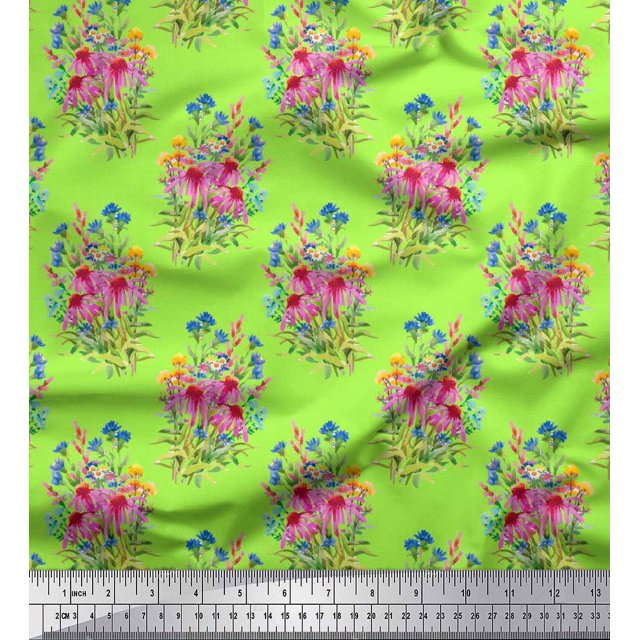 Soimoi Viscose Chiffon Fabric Leaves & Floral Print Fabric by Yard 42 Inch Wide