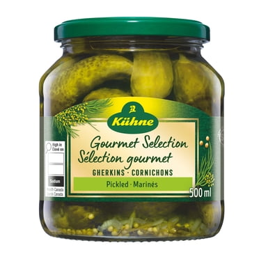 Kuhne Gourmet Selection Pickled Gherkins, Mild, Glass Jar