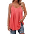 thumbnail image 1 of Yubnlvae Haut Plissé Rouge Melon D\'eau pour Femmes, Camisole à Bretelles Spaghetti, Sans Manches, Décontracté, Été, Mode, S, 1 of 6