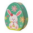 thumbnail image 1 of Boîte en Fer-Blanc Lapin de Pâques - Forme d'Œuf Plat, Haute Qualité, pour Cadeaux et Rangement - Design Adorable, Réutilisable, 1 of 4
