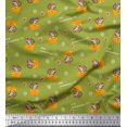 thumbnail image 1 of Soimoi Green Poly Georgette Fabric Cheese Slice & Rats Kids Print Fabric by the Yard 52 Inch Wide, 1 of 3