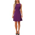 thumbnail image 1 of INSPIRE CHIC Robe Midi Évasée Sans Manches de Travail pour Femme, Couleur Unie, Ligne A, L Violet, 1 of 6