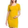 thumbnail image 2 of Ovzne Robes d'Été pour Femmes 2025 Robe Femme à la Mode Imprimée Plissée Jupe de Maternité Manches Courtes Col Rond Mi-Mollet Robe de Vacances Manches Courtes Imprimée Liquidation, 2 of 7