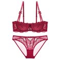 thumbnail image 1 of Womens French Sexy Gathering Large Size Bra Set Ultra-thin Big Breasts Shows Small Collection, 1 of 8