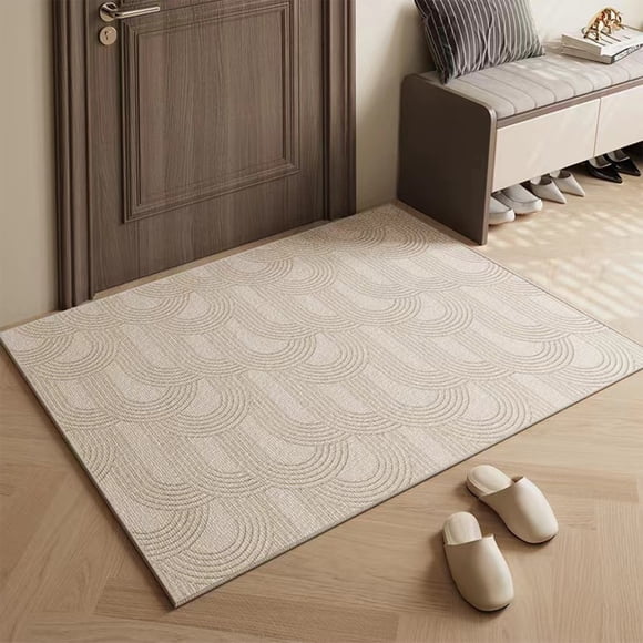 Iumwxz Striped Carpet Polyester Comfortable Living Room Bedroom Refreshing Balcony Soft Thick Layered Foot Feel Floor Protection Home Decorative Single Beige