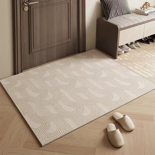QTOCIO Tapis Rayé Beige Confortable Tapis de Salon Rafraîchissant Tapis de Chambre Tapis de Balcon