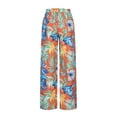 thumbnail image 4 of Birdeem Womens Casual Lace Up Elastic Waist Printed Split Wide Leg Pants, 4 of 9