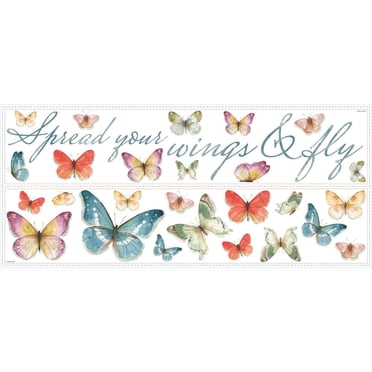 RoomMates Lisa Audit Butterfly Quote Peel and Stick Wall Decals
