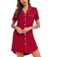 thumbnail image 2 of Pxiakgy Pyjamas pour Femmes Robe Boutonnée Manches Courtes Vêtements de Nuit Printemps Été Vêtements de Nuit Simples à la Maison Pyjamas Chemises de Nuit pour Femmes RD1 + TTG, 2 of 4