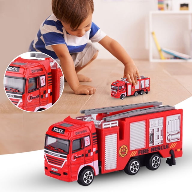 Die-cast Alloy Fire Truck Toys Set Simulation Fire Fighting Sandbox Game Rescue Cars Tower Gift For 3+