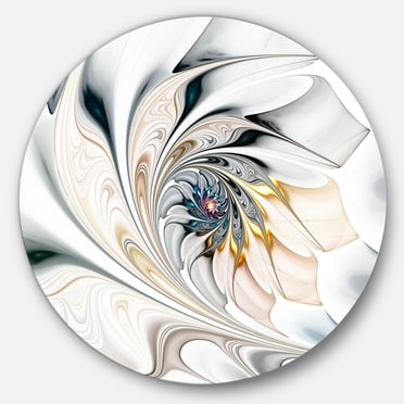 White Stained Glass Floral Art' Large Floral Metal Circle Wall Art