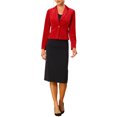 thumbnail image 2 of INSPIRE CHIC Blazer en Velours pour Femme, Col à Revers, Manches Longues, Boutonné, Veste de Tailleur pour le Travail, S Rouge, 2 of 6