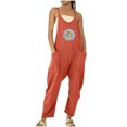 thumbnail image 1 of Birdeem Combinaison Décontractée pour Femmes à Épaules Dénudées, Imprimée, Bretelles, Combinaisons, Pantalon à Jambe Grand avec Poches, 1 of 4