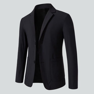 Pisexur Jackets for Men Comfortable Coats for Men Fashion Solid Color Thin Style Breasted Lapel Pocket Long Sleeved Suit Jacket Black,M
