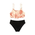 thumbnail image 3 of Kid Girl Swimsuits 2 Piece Tankini Set Swimsuit Striped Ruffle Girls Bathing Suit Size 9-10 Years, 3 of 8