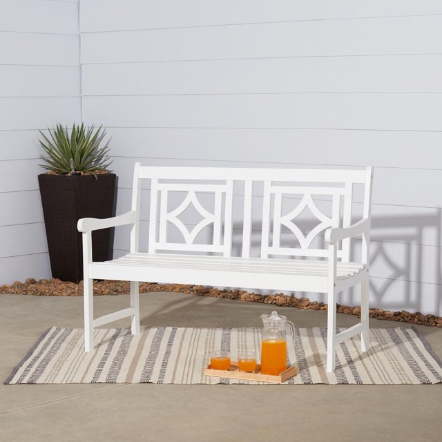 Banc en bois dur gratté à la main de 4 pieds pour patio extérieur Renaissance Diamond