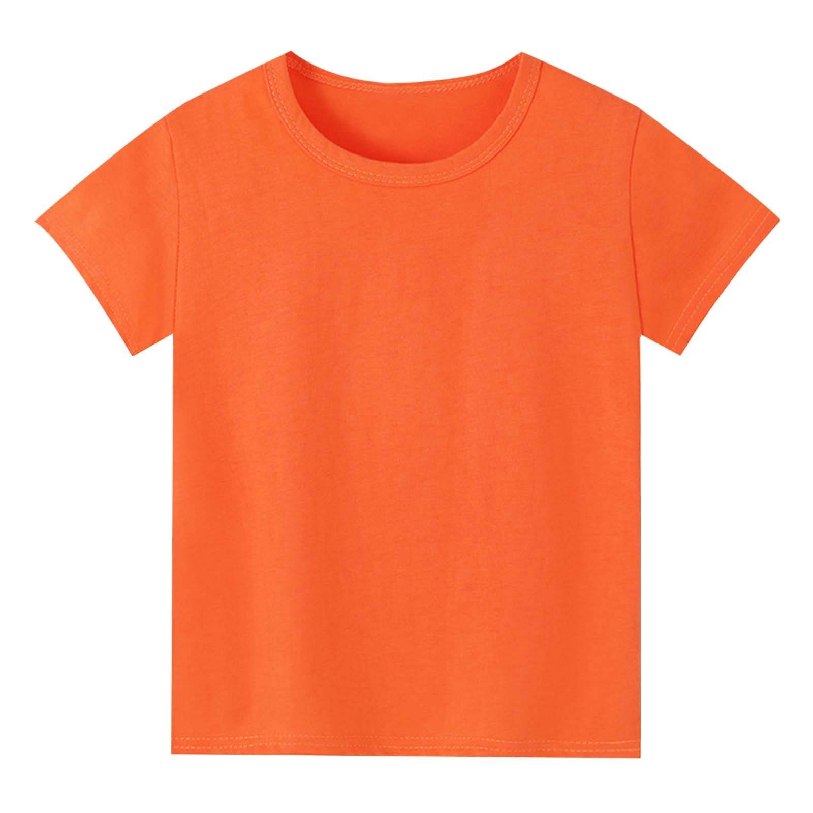 YOUSNH Gender Neutral Child Comfortable T Shirt for Children Girls Tops Orange 8-9 Years