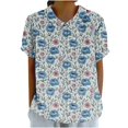 thumbnail image 4 of Pisexur Nouveau T-shirt à Manches Courtes Col Rond Imprimé Décontracté pour Femmes, Hauts d'Été pour Femmes Rose, 2TG, 4 of 4