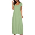 thumbnail image 1 of fatyb Robes Maxi pour Femmes Col Rond Manches Courtes Robes Décontractées Robes T-Shirt Amples pour Femmes P-5TG, 1 of 6