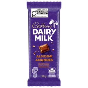 CADBURY DAIRY MILK Almond Chocolate Bar with Chopped Almonds, CADBURY DAIRY MILK Milk Chocolate Bar, 90 g