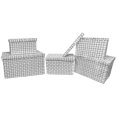 thumbnail image 1 of Jessar - Set of 5 Fabric Storage Baskets with Lids, White, 1 of 2